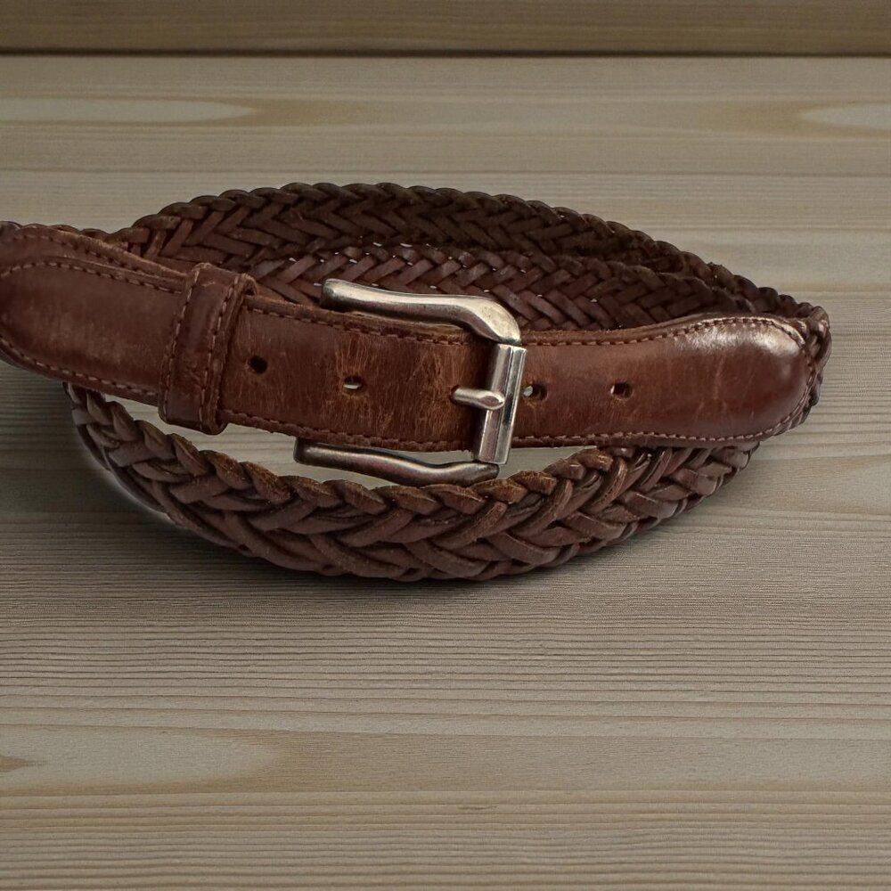 Coach Vintage British Tan Braided Leather Belt 3865